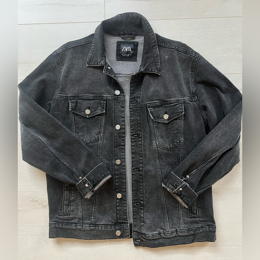 Distressed Black Denim Jacket